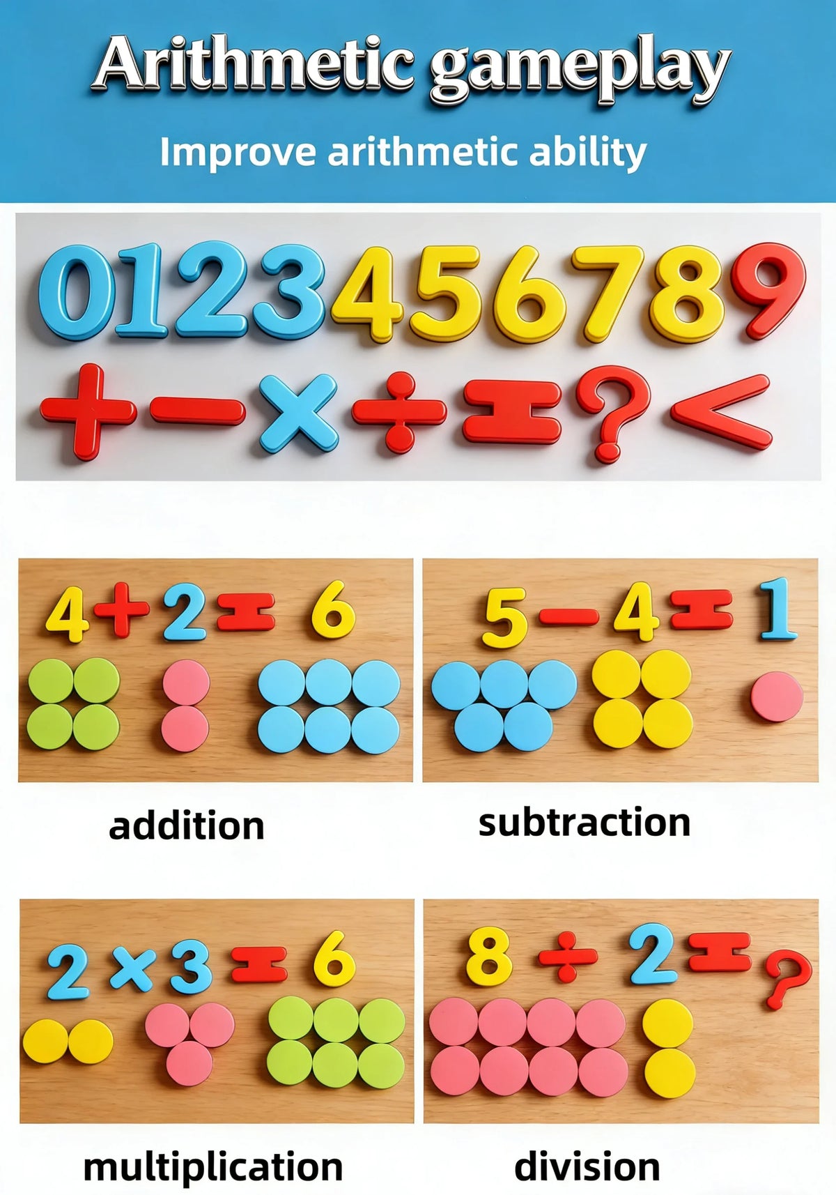 100 Counting Discs Foam Math Toy Toddlers Bright Red Pink Yellow Blue Green Chips with Numbers to Enhance Perception Recognition