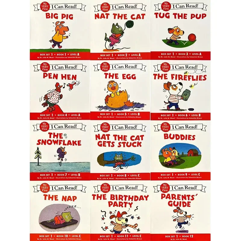 I Can Read Phonics 12 Books/Set English Story Picture Pocket Book Montessori Learning Beginner Reading 1 2 3 Books