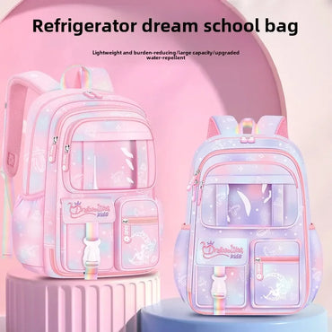 Refrigerator Door Pink Princess Schoolbag Students Female Super Lightweight Large Capacity Anti-splashing Water Large Capacity