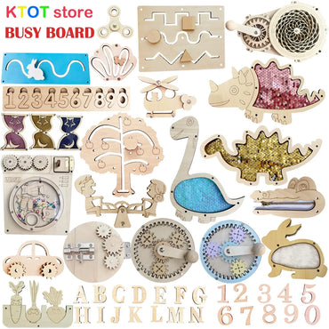 Busy Board Diy Accessories Montessori Early Education Toys Kids Activity Busyboard Material Teaching Wooden Game 2-6 Years Old