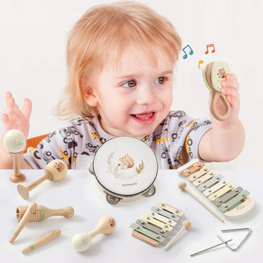 Montessori Music Toys Wooden Kids Early Educational Instruments Toy 0-3 Years Drum Xylophone Percussion Instruments Baby Gifts
