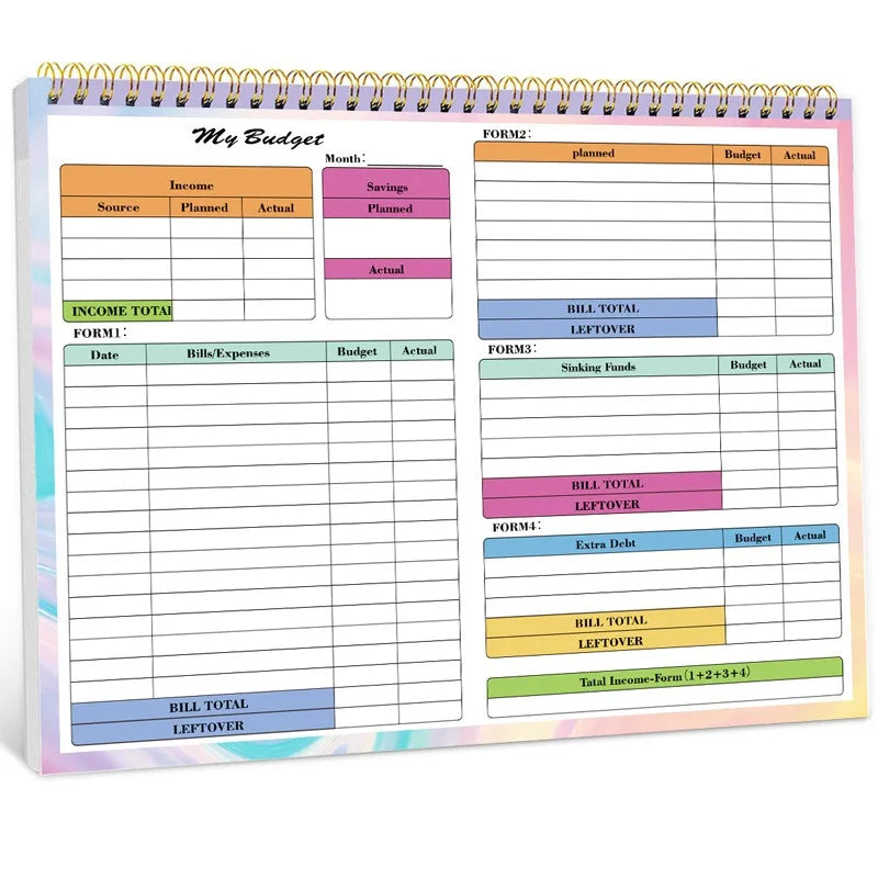 B5 Spiral Household Expense Account Book Daily Weekly Finance Budget Planner Cash Income Expenditure Saving Tracker Notebook