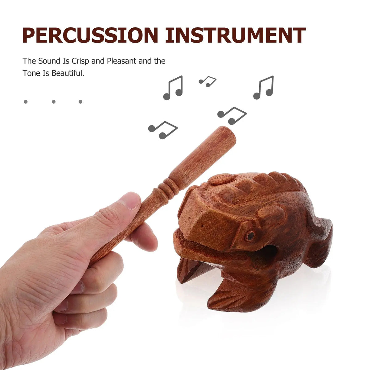 1 set 11CM Natural Wood Frog Guiro Instrument Handcrafted Percussion Toy Halloween Desktop Animal Sound Maker Musical Decor Wave