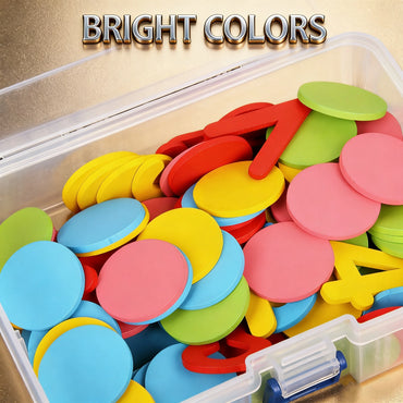 100 Counting Discs Foam Math Toy Toddlers Bright Red Pink Yellow Blue Green Chips with Numbers to Enhance Perception Recognition