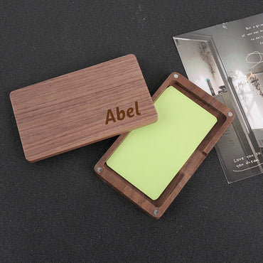 Wooden Custom Name Business Card Holder Personalized Box Magnetic Clasp Laser Engraving Office Customized Business Card Case