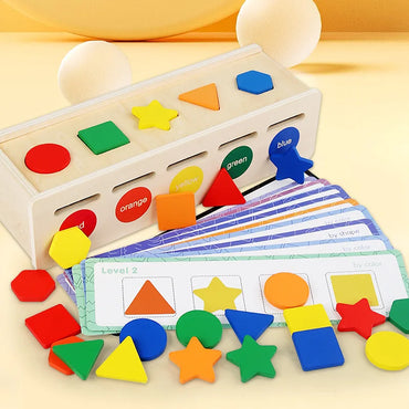 Montessori Wooden Toys for Kids Sensory Sorting Exercise Box Color Shape Matching Puzzles Early Learning Educational Toys