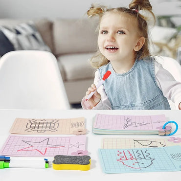 Reusable Tracing Book Pen Control Training Toy with Erasable Symmetrical Graphics for Kids To Practice Concentration Early