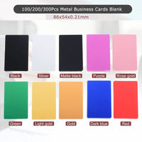 100/200/300Pcs Blank Metal Business Cards 0.21mm Thick 3.4x2.1 Inch Aluminum Laser Engrave Printable Name Card for Custom DIY