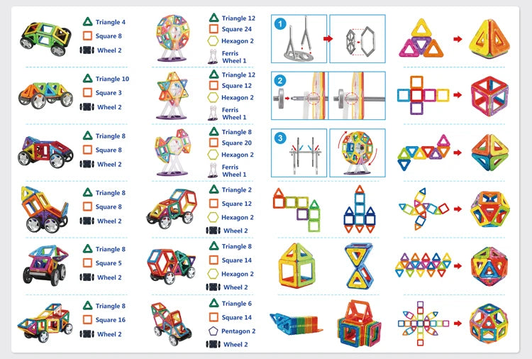 Magnetic Building Blocks DIY Magnets Construction Set Big Size Learning Montessori Educational Toys For Kid Magnet Tiles STEM