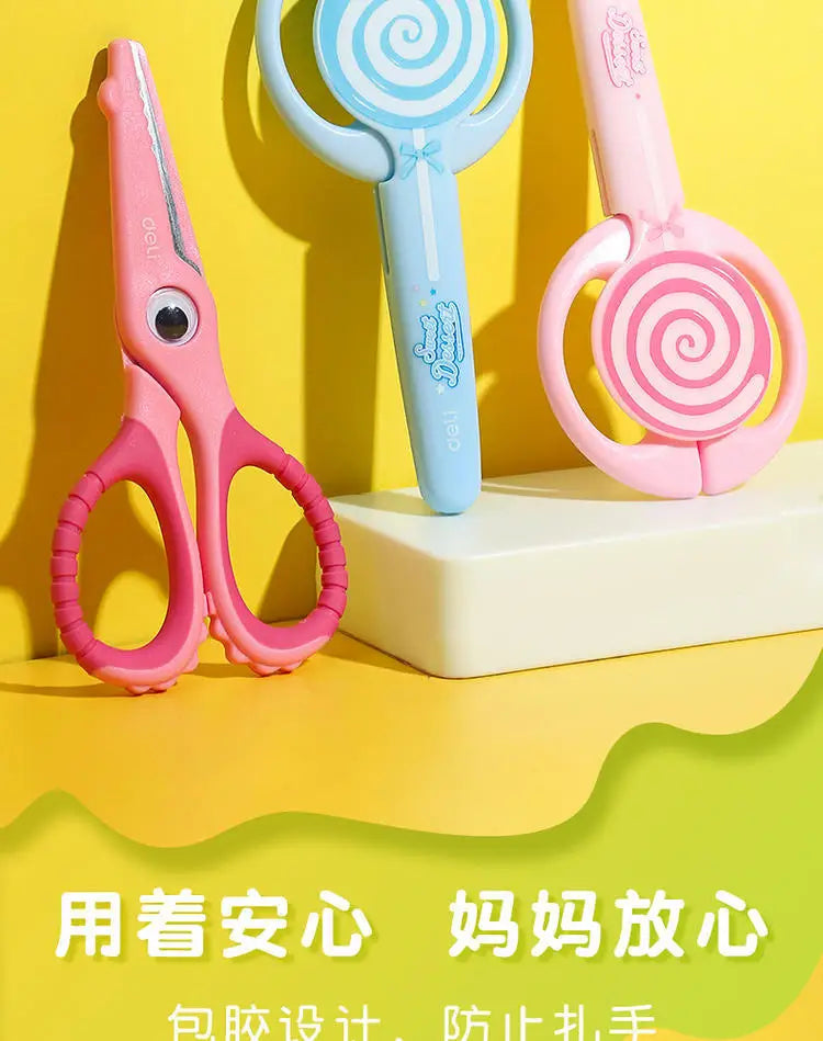 1pcs Child Safety Scissors Kindergarten Handmade Round Head Small Scissors for Paper Cross Stitch Scissors Yarn Pink Blue
