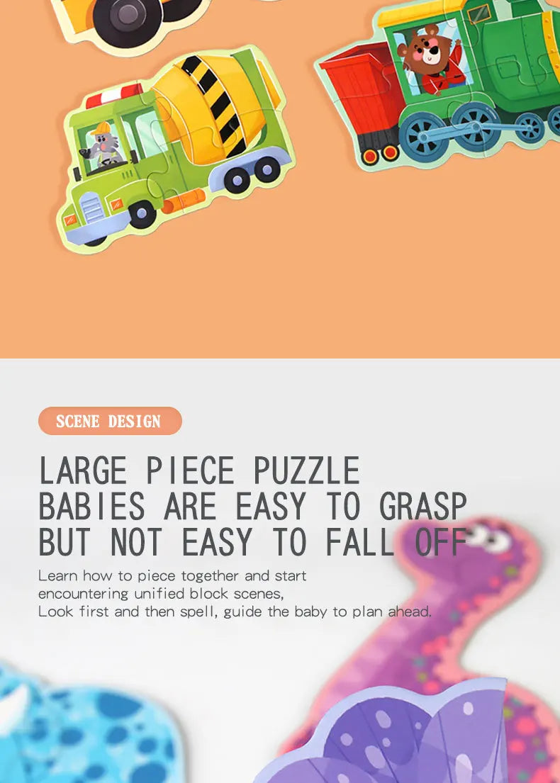 Wooden Jigsaw Puzzles for Toddlers Cartoon Animal Paper Puzzles Montessori Early Learning Education Toys Set Gifts Box for Kids