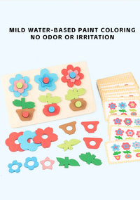 Montessori DIY Wooden Flower Puzzle Board Game With Cards Shape Color Cognition & Matching Geometric Educational Toy For Kids