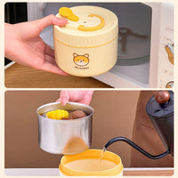 Portable Cute 304 Stainless Steel Insulated Bento Lunch Box For Kids Students Leak-proof Keep Warm Food Container Microwave Safe