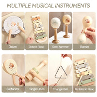 Montessori Music Toys Wooden Kids Early Educational Instruments Toy 0-3 Years Drum Xylophone Percussion Instruments Baby Gifts
