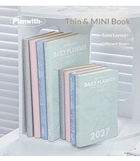 Planwith 2027 Weekly Planner A6 8-Grid Layout Hardcover Agenda Annual Tracker Month Plan Lunar Date Organizer for Adult Student