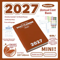 Planwith 2027 Weekly Planner A6 8-Grid Layout Hardcover Agenda Annual Tracker Month Plan Lunar Date Organizer for Adult Student