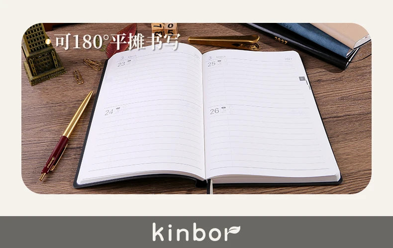 Kinbor 2027 A5 Efficiency Planner Two Days Per Page Notebook To Do List Self-discipline Habit Tracker Time Management Journal