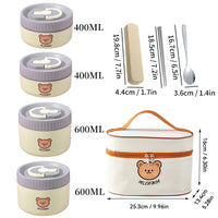 Portable Cute 304 Stainless Steel Insulated Bento Lunch Box For Kids Students Leak-proof Keep Warm Food Container Microwave Safe