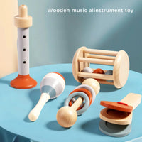 Baby Handheld Bell Musical Instrument Toys Montessori Wooden Gripping Bed Bell Drum Orff Ringing Instrument Percussion Kids Gift