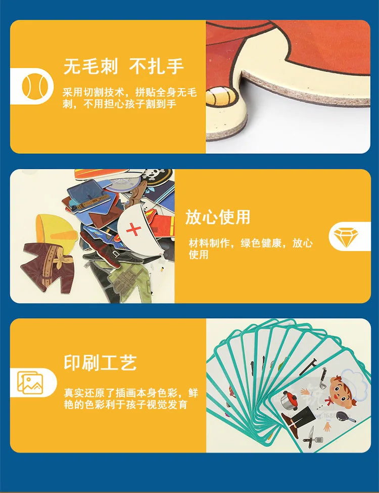 Montessori Magnetic Busy Book 3D Cartoon Puzzles Jigsaw Funny Brain Training Game Educational Learning Toys for Kids Gift Xmas