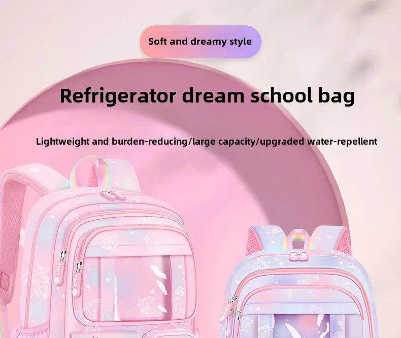Refrigerator Door Pink Princess Schoolbag Students Female Super Lightweight Large Capacity Anti-splashing Water Large Capacity