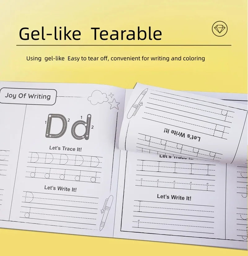 Alphabet Practice Workbook For Kids Handwriting Tracing Picture Book with Stickers Pen Control Training Coloring Book