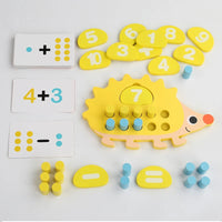 Children's Wooden Hedgehog Ten Digit Counter Ten Grid Game Addition Subtraction Operation Math Toy Number Cognitive Teaching Aid