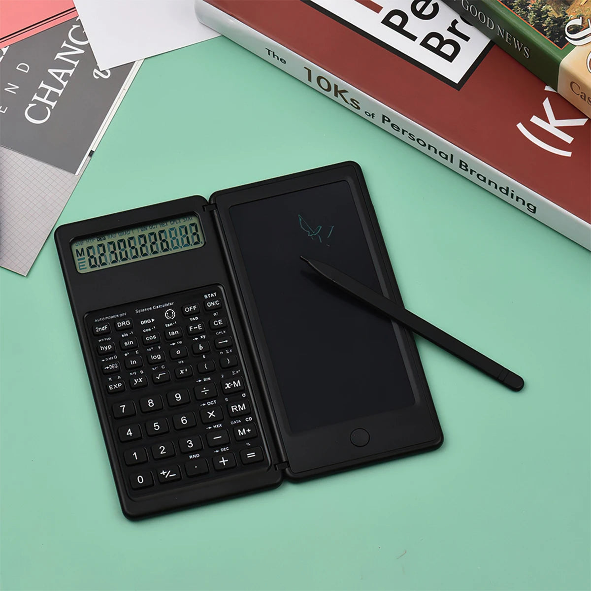 Portable 6.5 Inch Calculator LCD Screen Writing Tablet Folding Scientific Calculator Tablet Digital Drawing Pad With Stylus Pen