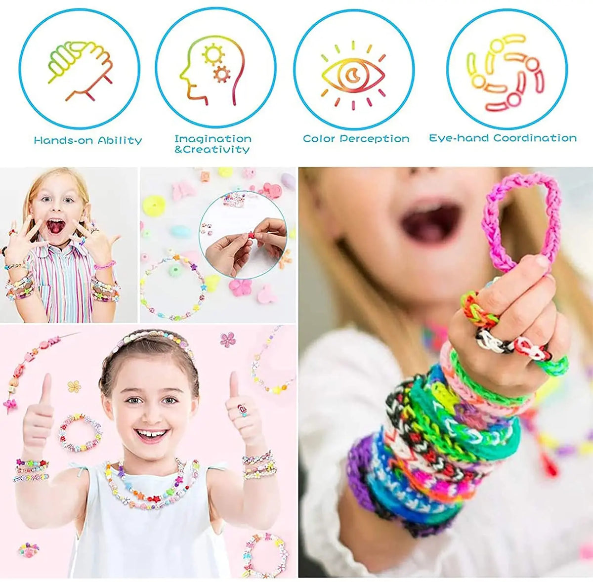 600pcs Loom Bands Colorful Loom Rubber Bands Set 12 Colours DIY Rubber Bands Bracelet Making Kit Gift for Girls Kids Art Craft