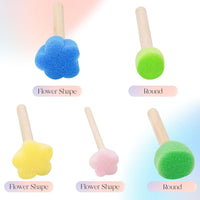 10pcs Sponge Stamps Mini Painting Brush with Wooden Handle Gift for Kids Children DIY Craft Scrapbooking Drawing Ink Card Making