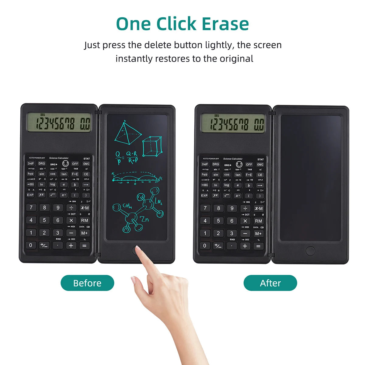 Portable 6.5 Inch Calculator LCD Screen Writing Tablet Folding Scientific Calculator Tablet Digital Drawing Pad With Stylus Pen