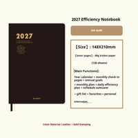 Kinbor 2027 A5 Efficiency Planner Two Days Per Page Notebook To Do List Self-discipline Habit Tracker Time Management Journal