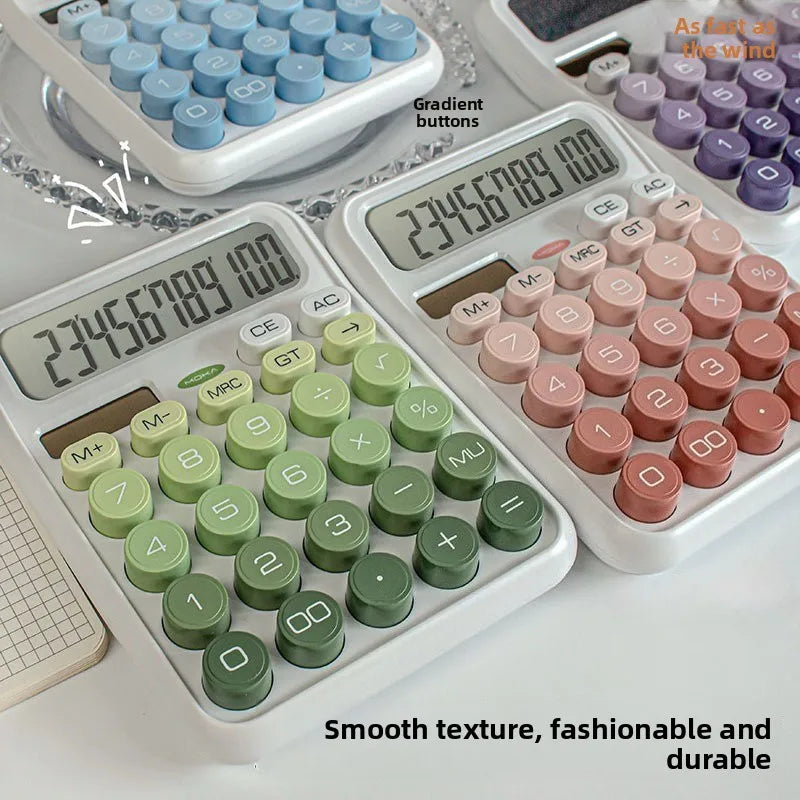 High Aesthetic Solar Calculator Gradient Color Button Battery Dual-Use Suitable for Home, School and Office Supplies
