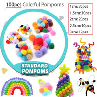 1000pcs Kids Crafts Art Supplies Kit Pipe Cleaners Pompoms Foam Stickers Feather Felt Cloth Button DIY Creative Craft Toy Gifts