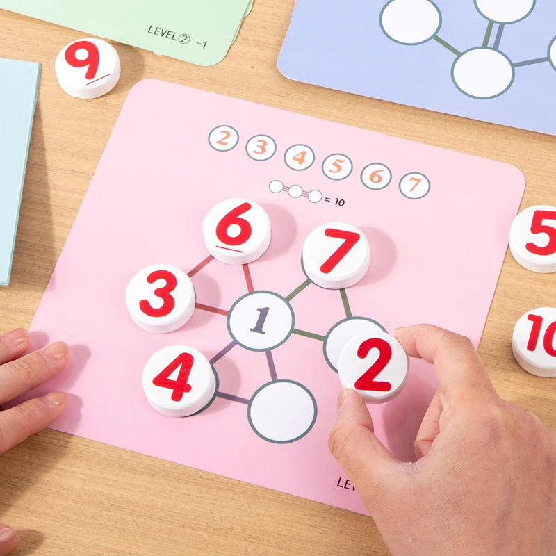 Children's Wooden Math Chart Toy Thinking Training Game Early Education Cognitive Learning Number Recognition Teaching Aids Toy