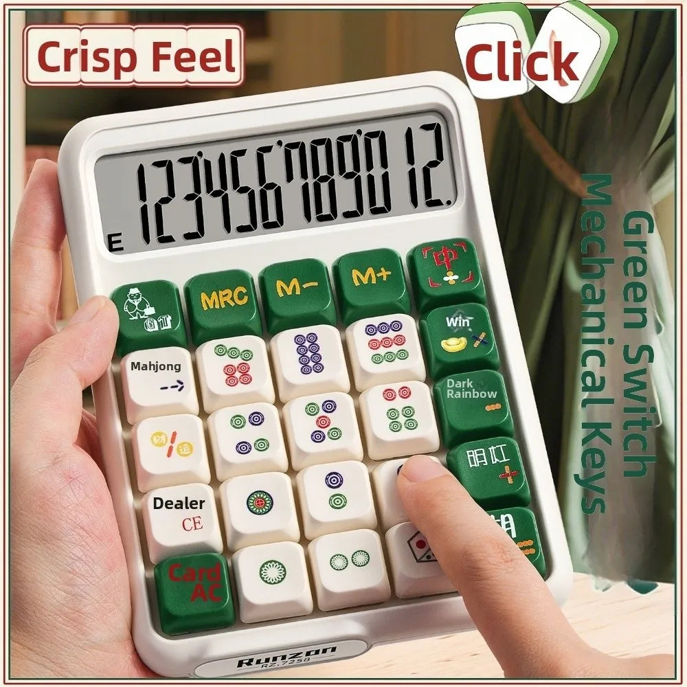 Detachable Mute Mahjong-Sound Calculator Cute Cartoon Electronic Calculators Mechanical Buttons Large Screen