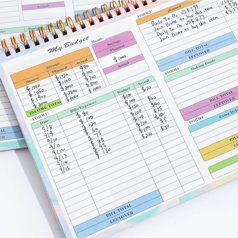 B5 Spiral Household Expense Account Book Daily Weekly Finance Budget Planner Cash Income Expenditure Saving Tracker Notebook