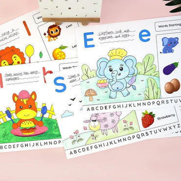 Alphabet Practice Workbook For Kids Handwriting Tracing Picture Book with Stickers Pen Control Training Coloring Book