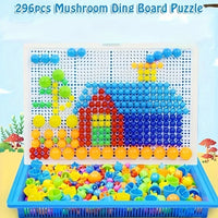 296/592pcs Mushroom Nail Building Blocks Puzzles,Game, Color Cognition Intellectual Educational Toys for Kids 3D Puzzle Game
