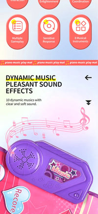 3IN1 Multifunctional Music Play Mat Piano Keyboard Dance Floor Drum Game Playmat Sensory Education Toys for Children Kids Gifts