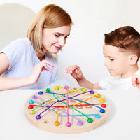 Rubber Wood Twisted Rope Puzzle Game Brainy Knots Rope Untangling Game Montessori Fine Motor Skills Rope Untying Toys for Kids