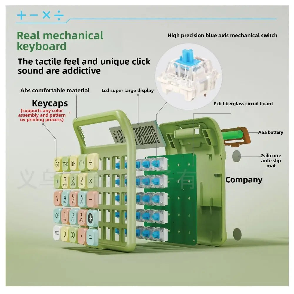 Detachable Mute Mahjong-Sound Calculator Cute Cartoon Electronic Calculators Mechanical Buttons Large Screen