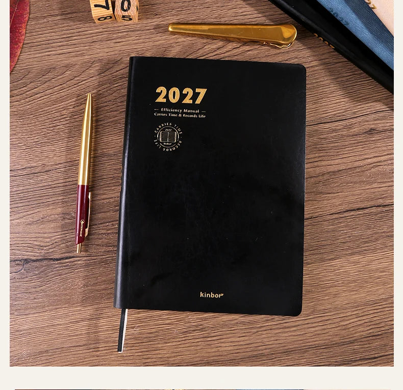 Kinbor 2027 A5 Efficiency Planner Two Days Per Page Notebook To Do List Self-discipline Habit Tracker Time Management Journal