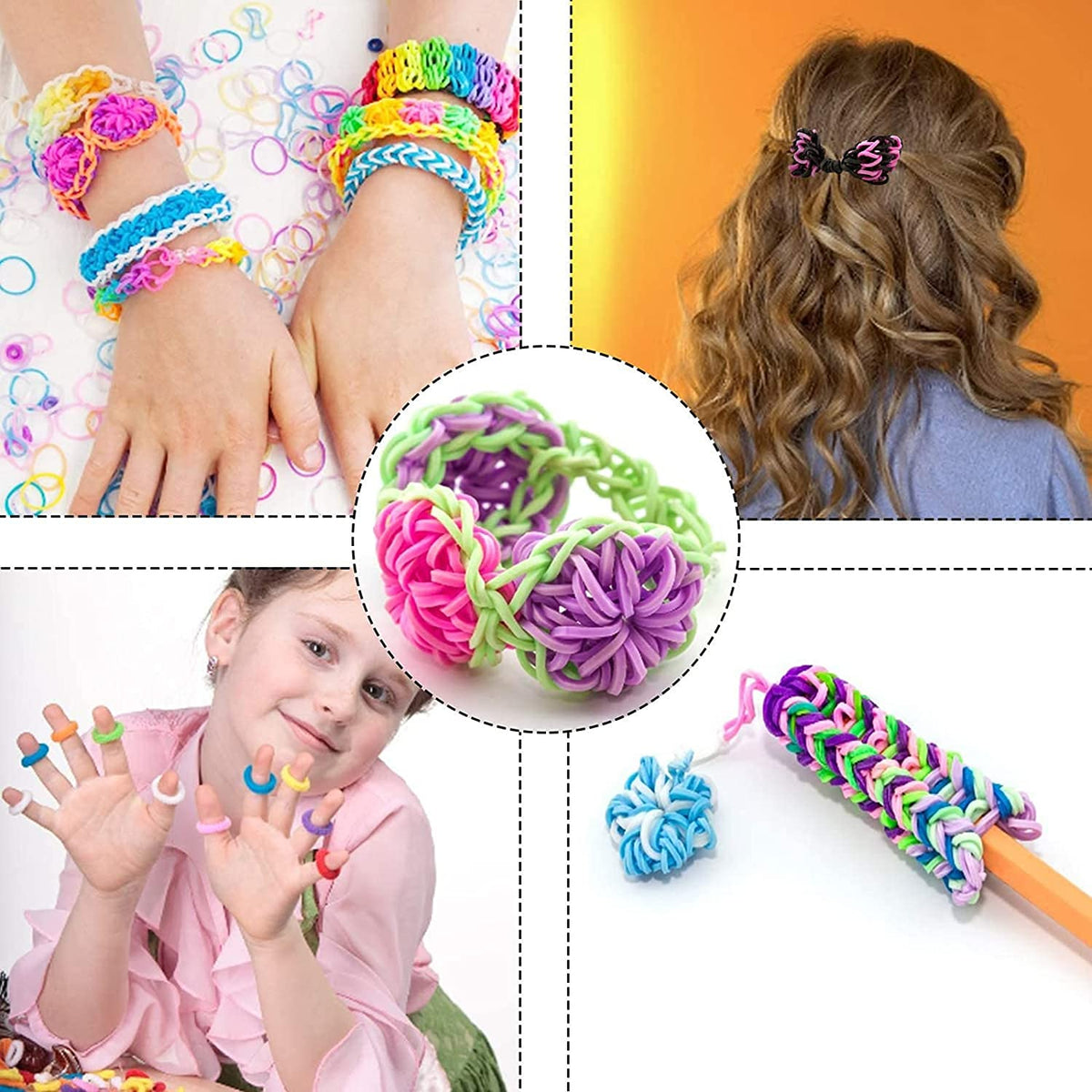 600pcs Loom Bands Colorful Loom Rubber Bands Set 12 Colours DIY Rubber Bands Bracelet Making Kit Gift for Girls Kids Art Craft