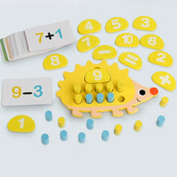Children's Wooden Hedgehog Ten Digit Counter Ten Grid Game Addition Subtraction Operation Math Toy Number Cognitive Teaching Aid