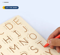 Children Writing Practice Wooden Alphabet Board Alphanumeric Handwritten Track Copy Groove Montessori Toys