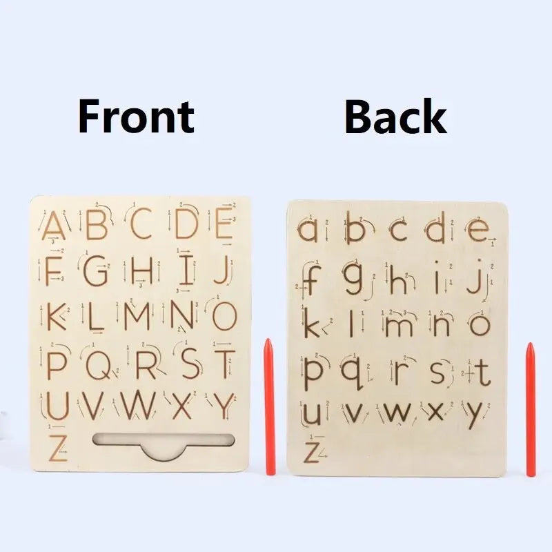 Children Writing Practice Wooden Alphabet Board Alphanumeric Handwritten Track Copy Groove Montessori Toys