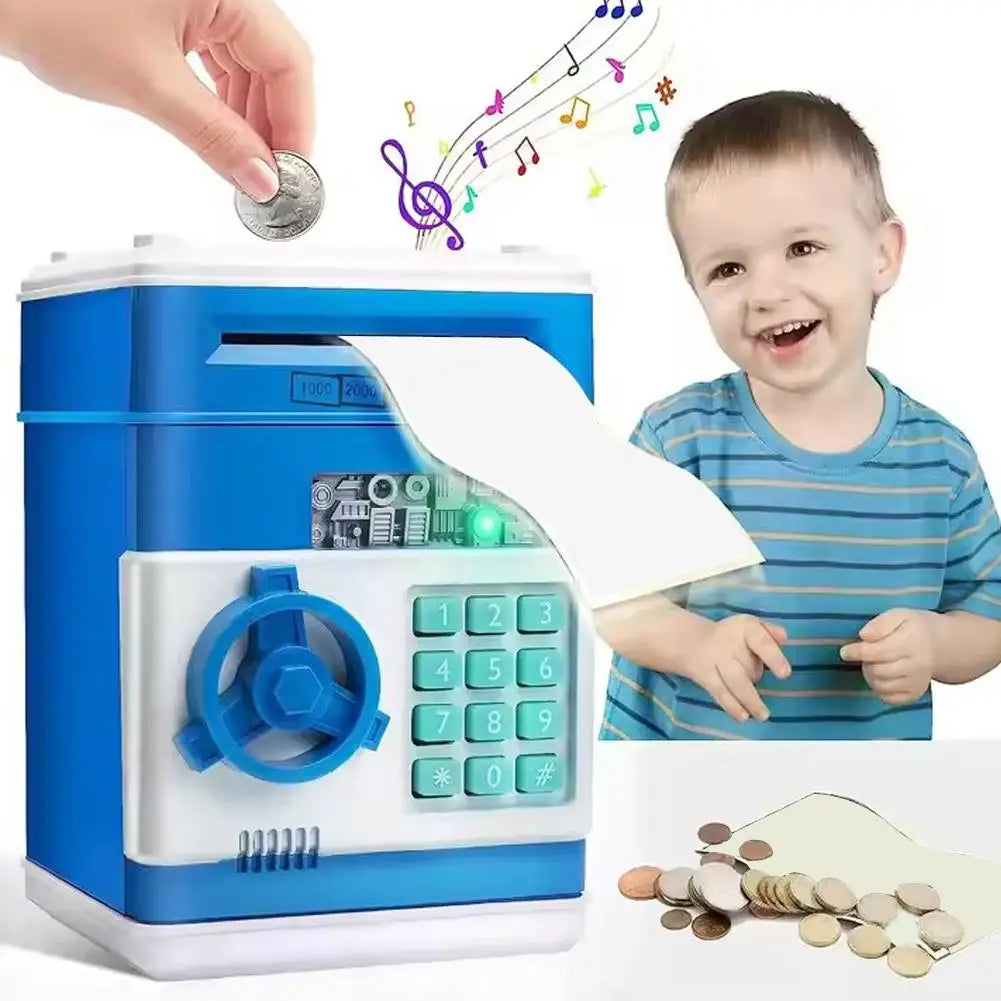 Electronic Piggy Bank Automatic Mini Safe Coins Cash Saving Money Box Password Counter Code Key Lock Coin Bank ATM Child Gift