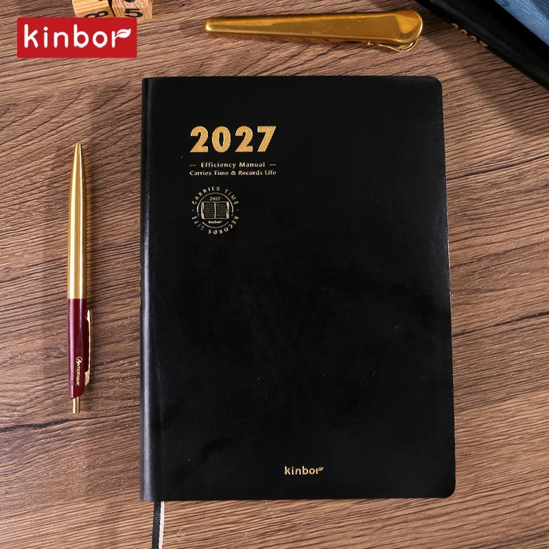 Kinbor 2027 A5 Efficiency Planner Two Days Per Page Notebook To Do List Self-discipline Habit Tracker Time Management Journal