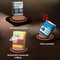 Electronic Piggy Bank Automatic Mini Safe Coins Cash Saving Money Box Password Counter Code Key Lock Coin Bank ATM Child Gift